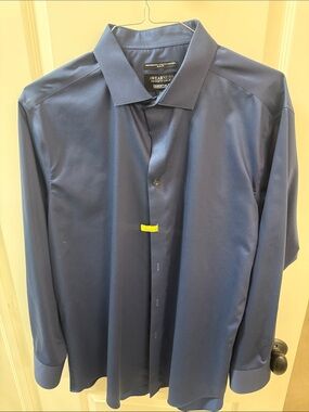Kenneth Cole Navy Dress Shirt - Solid Long Sleeve